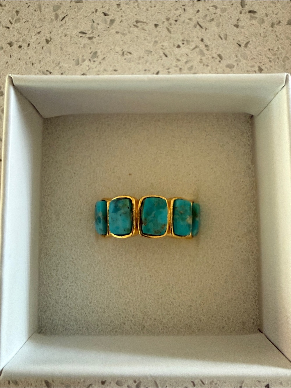 Christina Greene Turquoise and Gold Multi-Stone Ring - Picture 2 of 2
